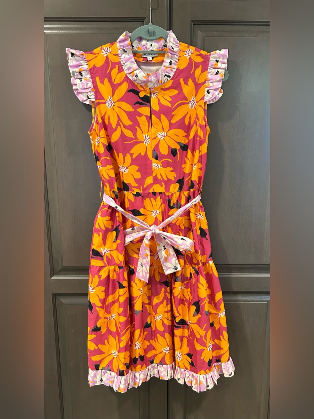 Patty Kim Megan Dress in Orange & Pink, Size S